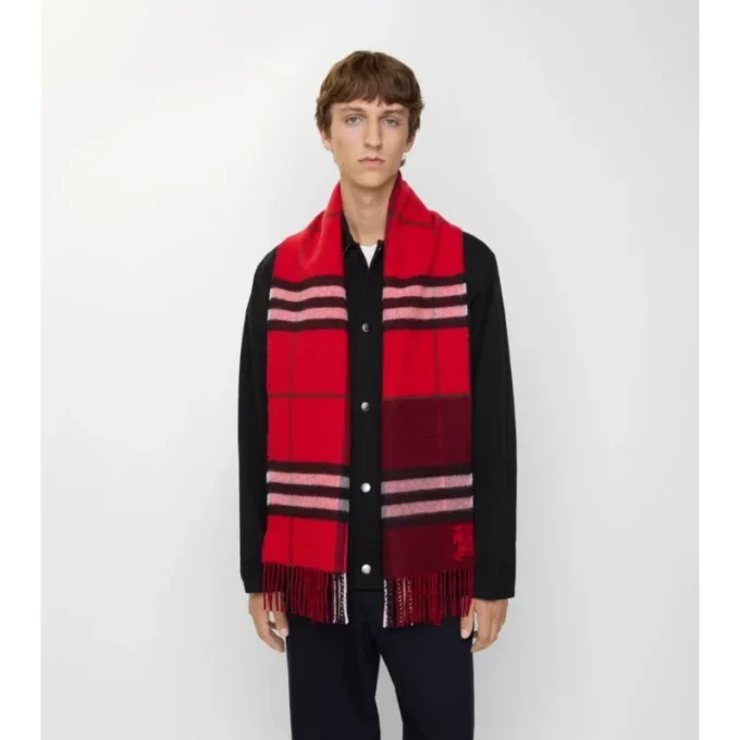 Sciarpa in cashmere a quadri a contrasto