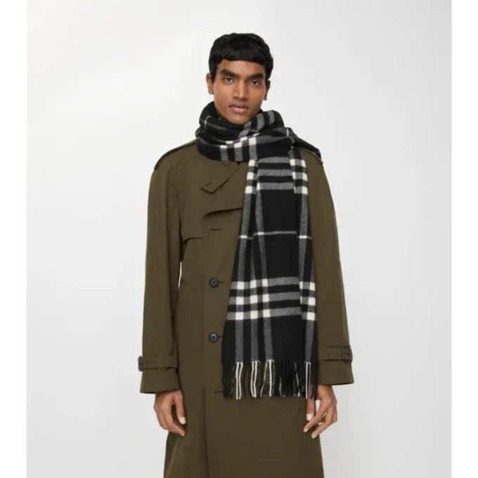 Sciarpa in cashmere a quadri larghi