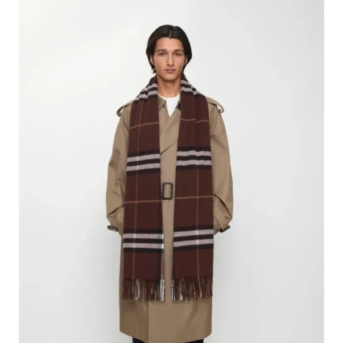 Sciarpa in cashmere a quadri larghi