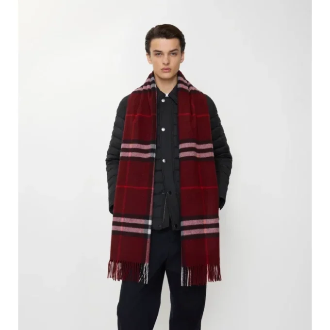 Sciarpa in cashmere a quadri larghi