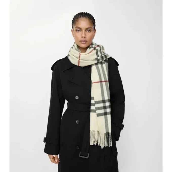 Sciarpa in cashmere a quadri larghi