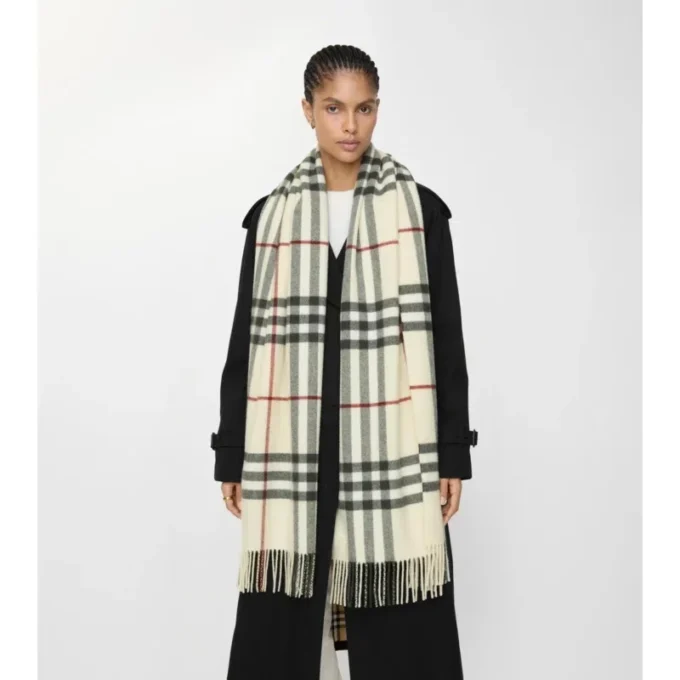 Sciarpa in cashmere a quadri larghi