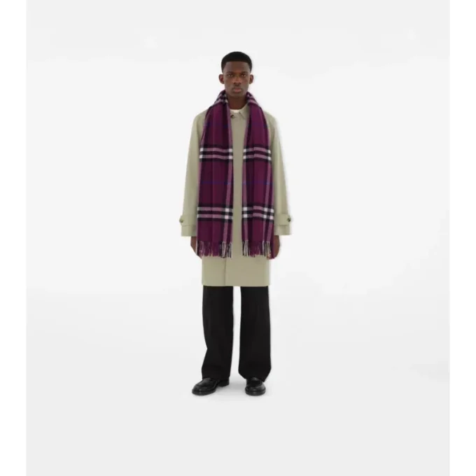 Sciarpa in cashmere a quadri larghi