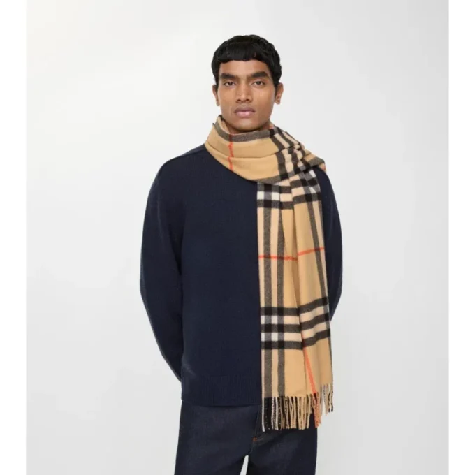 Sciarpa in cashmere a quadri larghi