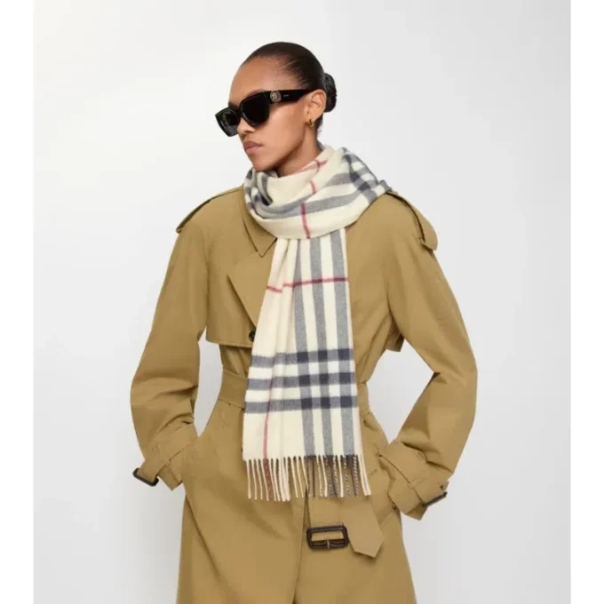 Sciarpa in cashmere con motivo a quadri