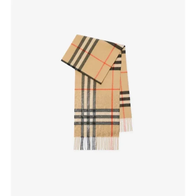 Sciarpa in cashmere con motivo a quadri sfumati e cristalli
