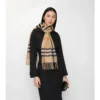 Sciarpa in cashmere con motivo a quadri sfumati e cristalli