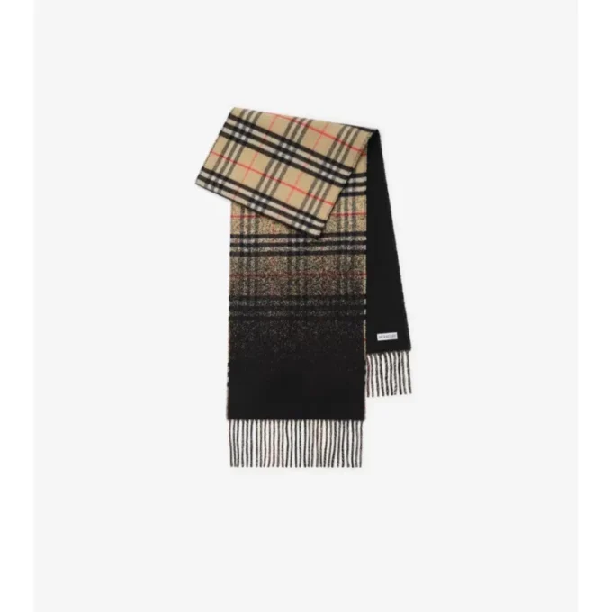 Sciarpa in cashmere con motivo a quadri sfumato