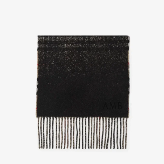 Sciarpa in cashmere con motivo a quadri sfumato