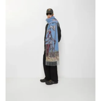 Sciarpa in cashmere con ritratto di cavaliere