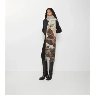 Sciarpa in cashmere con ritratto di stallone