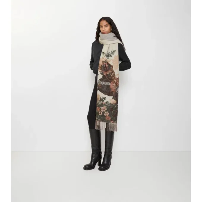 Sciarpa in cashmere con ritratto di stallone