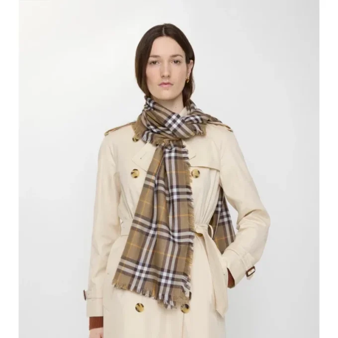 Sciarpa in cashmere e seta con motivo a quadri