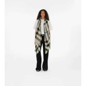 Sciarpa in cashmere e seta con motivo a quadri