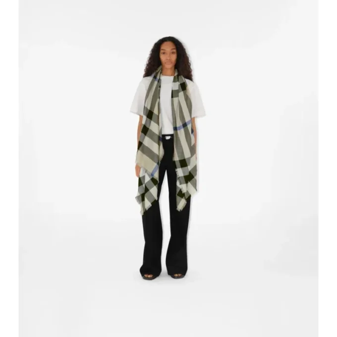 Sciarpa in cashmere e seta con motivo a quadri
