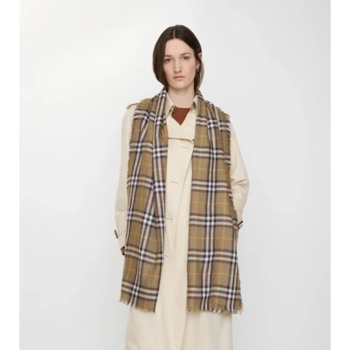 Sciarpa in cashmere e seta con motivo a quadri
