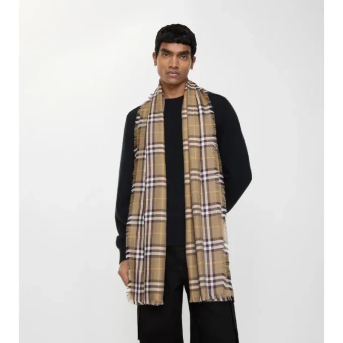 Sciarpa in cashmere e seta con motivo a quadri