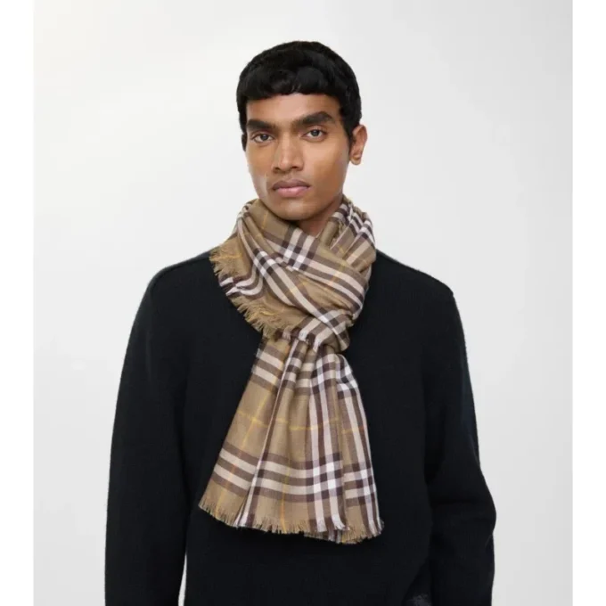 Sciarpa in cashmere e seta con motivo a quadri