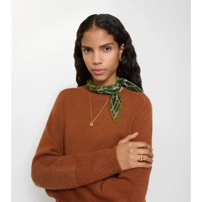 Sciarpa in chiffon di seta con motivo Belt Check