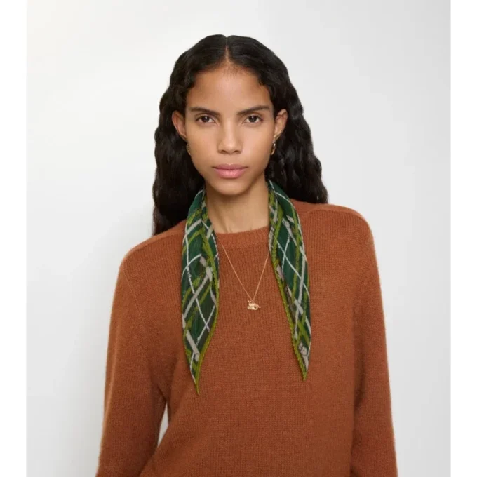 Sciarpa in chiffon di seta con motivo Belt Check