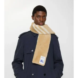 Sciarpa in shearling a quadri stretti