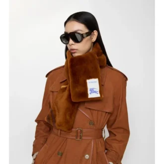 Sciarpa in shearling a quadri stretti