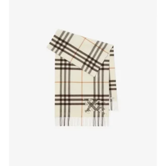 Sciarpa larga in cashmere con motivo EKD a punto croce