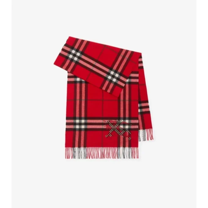 Sciarpa larga in cashmere con motivo EKD a punto croce