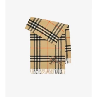 Sciarpa larga in cashmere con motivo EKD a punto croce