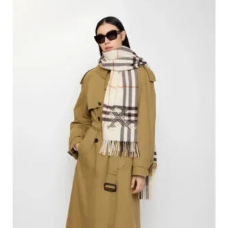 Sciarpa larga in cashmere con motivo EKD a punto croce