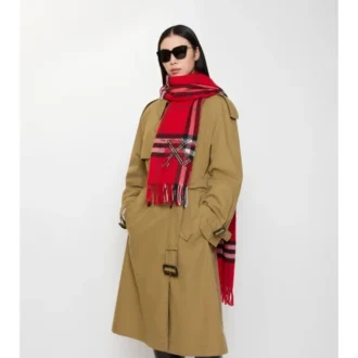 Sciarpa larga in cashmere con motivo EKD a punto croce