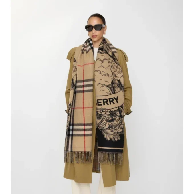Sciarpa larga reversibile in cashmere EKD