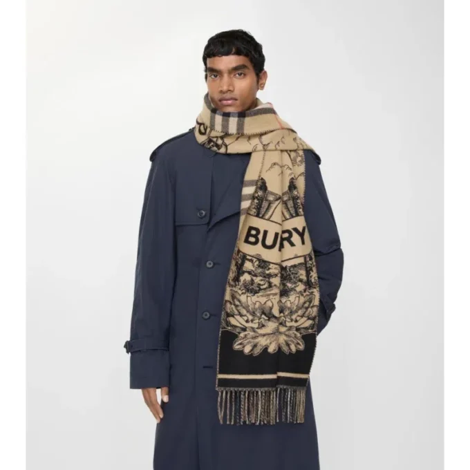 Sciarpa larga reversibile in cashmere EKD