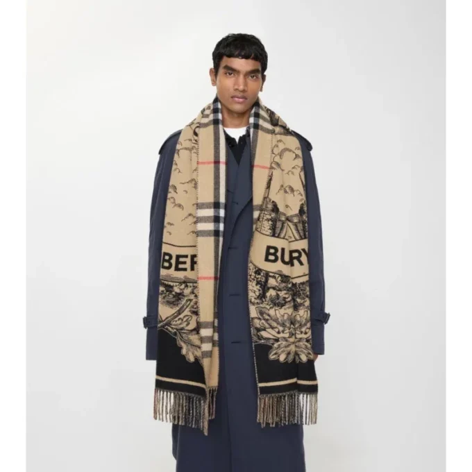 Sciarpa larga reversibile in cashmere EKD