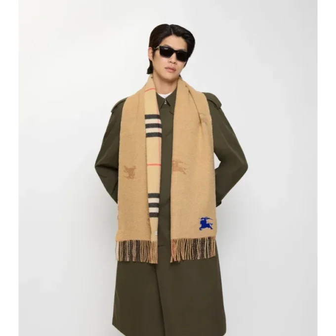 Sciarpa reversibile in cashmere con motivo EKD Check