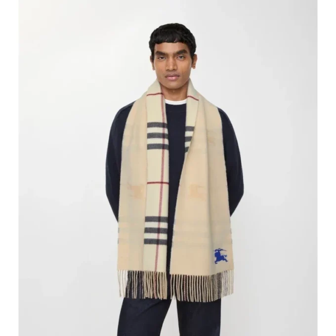 Sciarpa reversibile in cashmere con motivo EKD Check