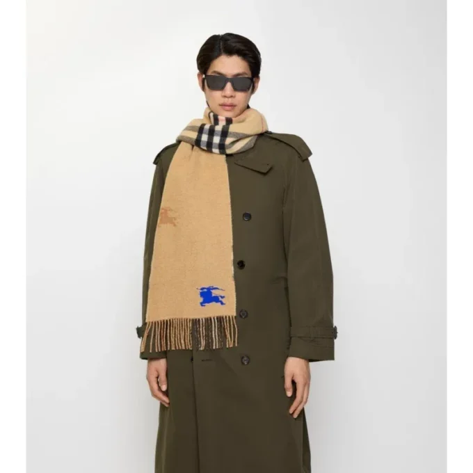 Sciarpa reversibile in cashmere con motivo EKD Check