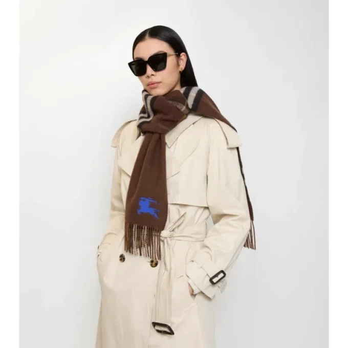 Sciarpa reversibile in cashmere con motivo EKD Check