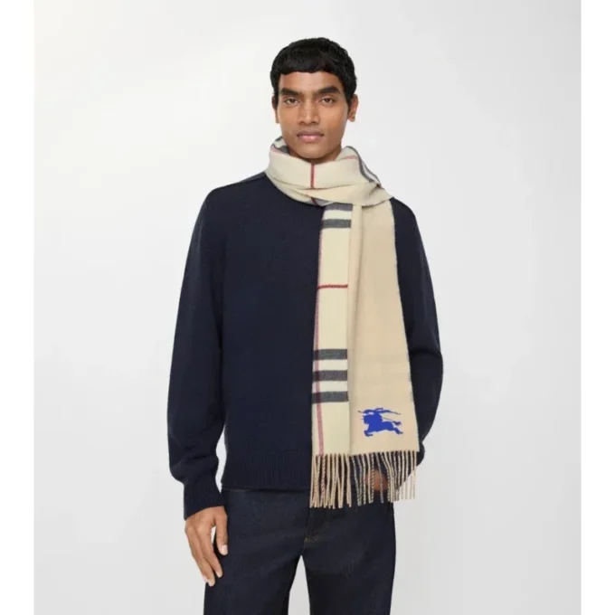 Sciarpa reversibile in cashmere con motivo EKD Check