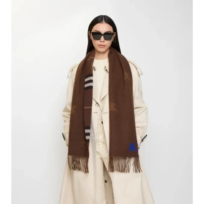 Sciarpa reversibile in cashmere con motivo EKD Check