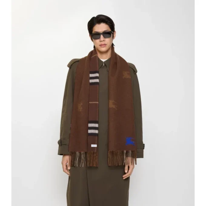 Sciarpa reversibile in cashmere con motivo EKD Check
