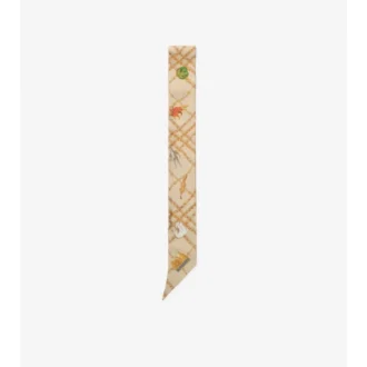 Sciarpa sottile in seta a quadri con ciondoli