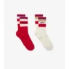 Set di due paia di calze in misto cotone con strisce e logo