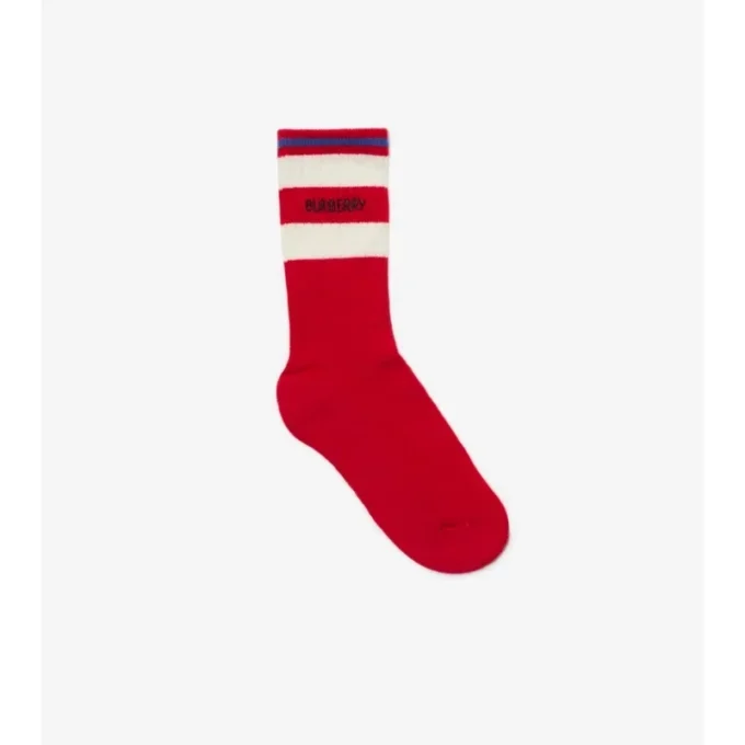 Set di due paia di calze in misto cotone con strisce e logo