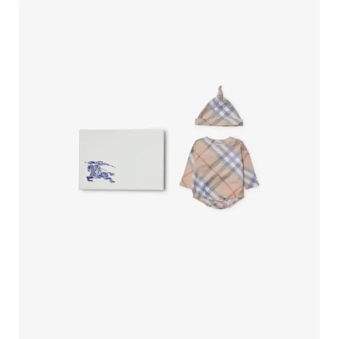 Set regalo per neonati in cotone a quadri, composto da due pezzi