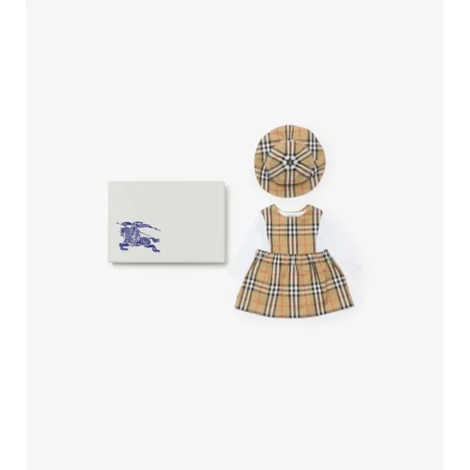Set regalo per neonati in cotone a quadri, composto da tre pezzi