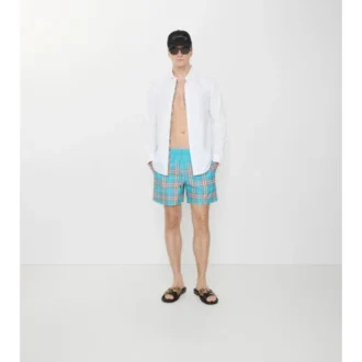 Shorts da bagno con motivo a quadri sfumato