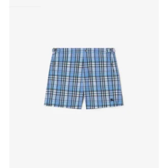 Shorts da bagno in seersucker a quadri