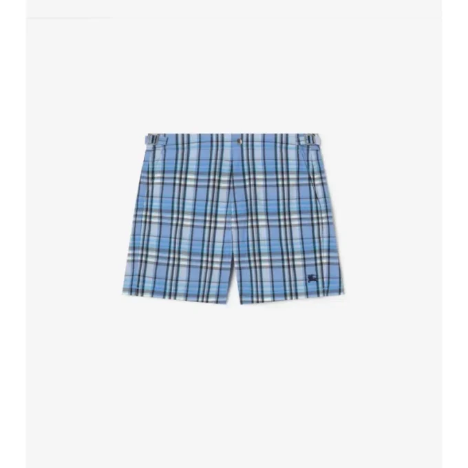 Shorts da bagno in seersucker a quadri