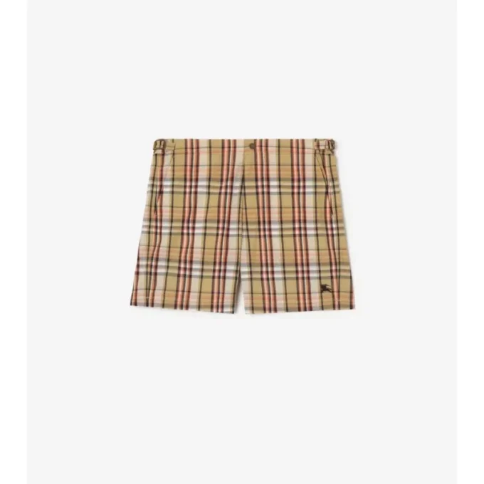 Shorts da bagno in seersucker a quadri